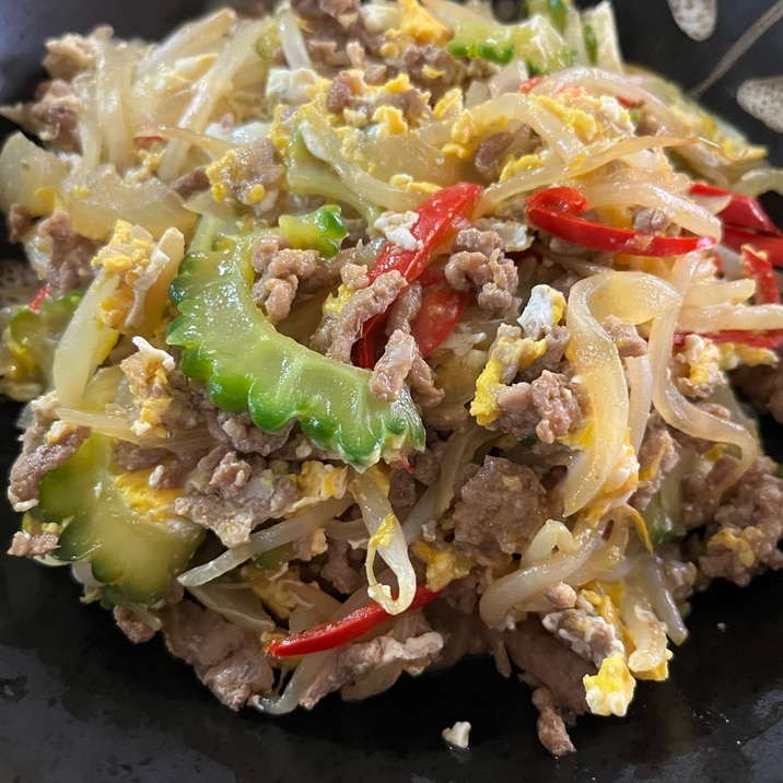 【夏の旬味】ゴーヤ入りひき肉野菜炒め